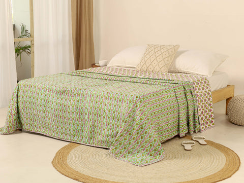 Green Dohar Reversible Bed Spreader