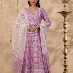 Shuddhi Pink and Purple 2 piece kurta set