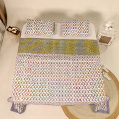 Olive Green Quiltted Reversible Bedcover