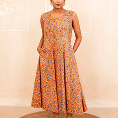 Orange Handblock Dress