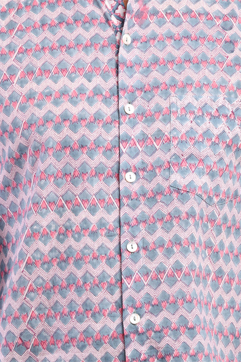Chevron Printed Pink & Gray Men's Shirt