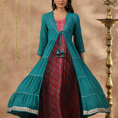 Shuddhi Pink and Blue double dress