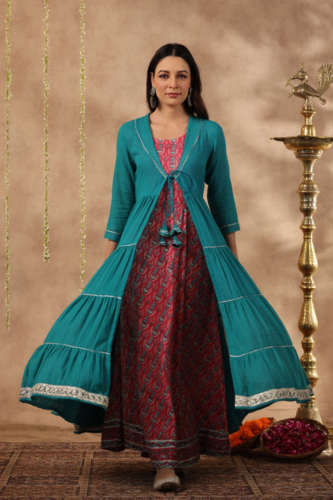 Shuddhi Pink and Blue double dress