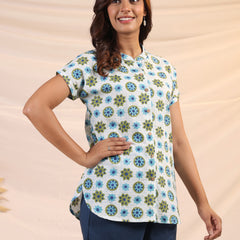 Shuddhi White and Blue Shirt