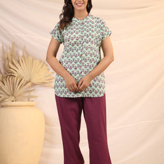 Shuddhi  Green and Purple Shirt