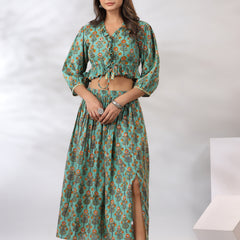 Emerald Green Skirt-Top Set