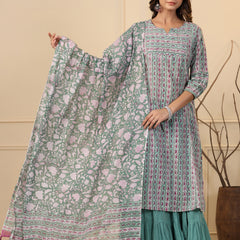 Pine Green Kurta and Skirt Set