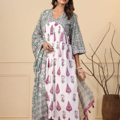 White Kurta Dupatta 2-Piece Set