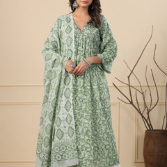 Grass Green Kurta Dupatta Set