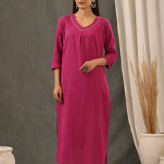 Magenta Pink  Kurta And Dupatta Set