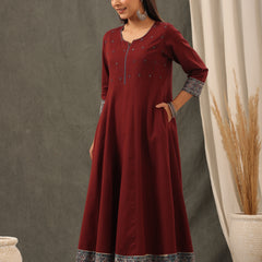 Garnet Red Anarkali with Dupatta