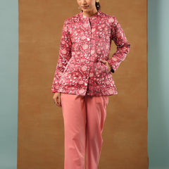 Rouge pink Mashru silk short jacket