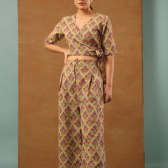 Moss green with rouge pink Co-ord Set