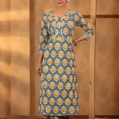 Pine green and lemon yellow kurta pant set