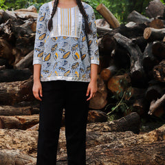 Shuddhi Grey And Blue Gota Short Top