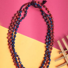 Scarlet Red With Admiral Blue Beaded Maala