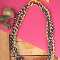 Black With Bumblebee Yellow Beaded Maala