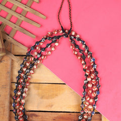 Black With Lapis Blue Beaded Maala