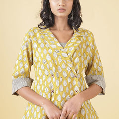 Mustard and black double layered short top