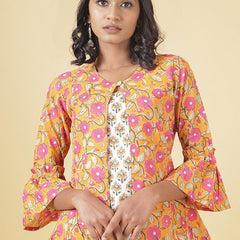 Orange And Pink Short Double Layered Top