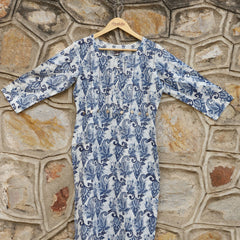Persian Blue With White Straight kurta