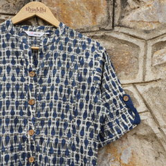 Slate Blue With Combination Of Egyption Blue Straight Kurta