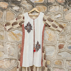 Off White Jacket Style A line Dress Cum Kurta