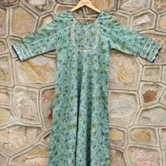 Fern green with the combiantion of Seige green Anarkali Kurta'