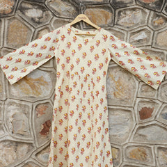 Beige With The Combination Of Red A line Dress