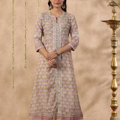 Shuddhi green and pink 2 piece kurta set