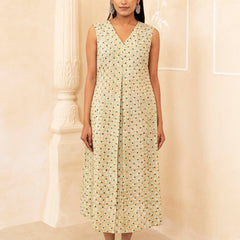 Mint and Beige Pleated Dress