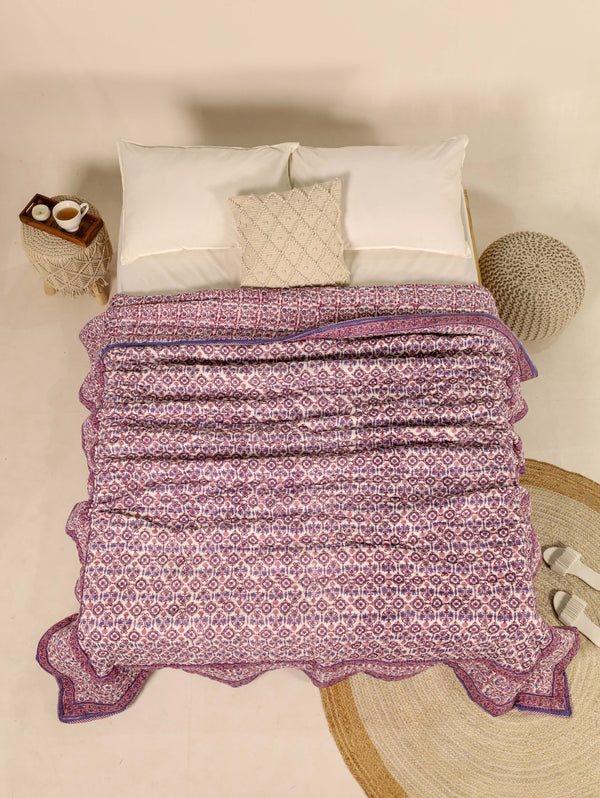 Purple Reversible Quilted Bed Razai