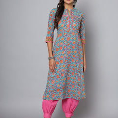 Shuddhi sea green and yellow kurta