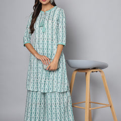 Shuddhi green and white kurta and pant