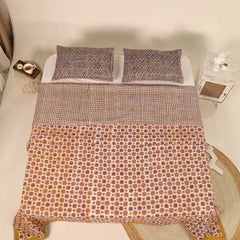 Blue and Off White Quiltted Reversible Bedcover