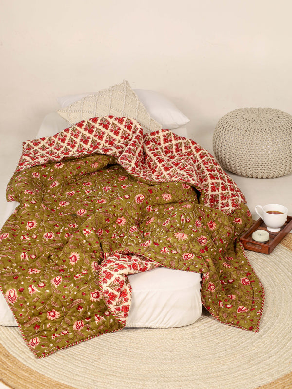 Red Razai Single Bed Reversible Razai – Shuddhistore