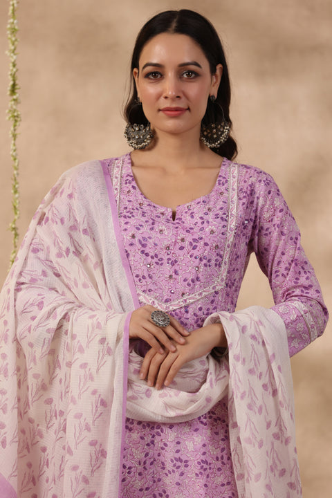 Shuddhi Pink and Purple 2 piece kurta set