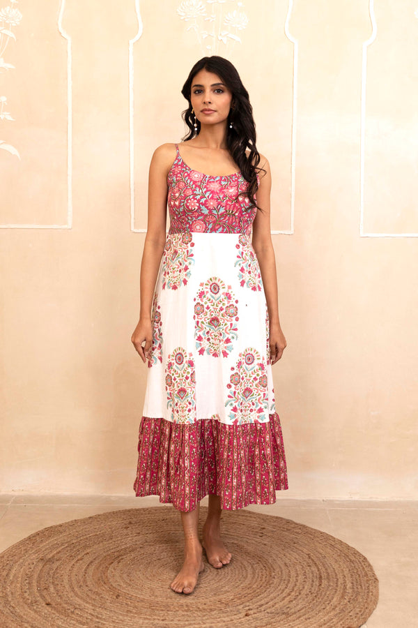 White and Red Spaghetti Dress