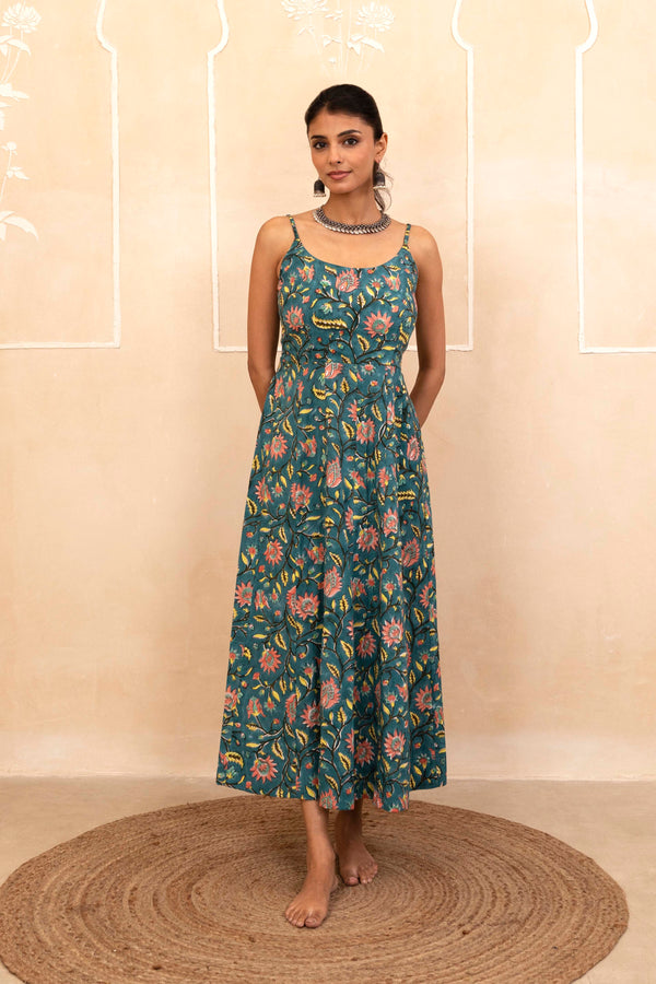 Teal Spaghetti Dress
