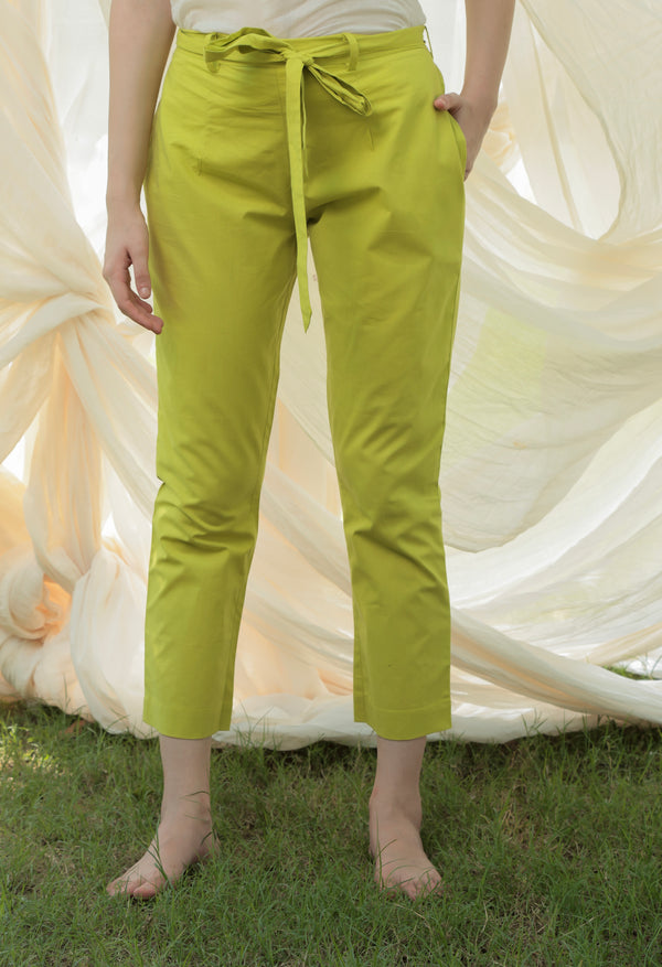 Shuddhi parrot green Straight pants