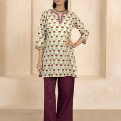 Sage Green Handblock Printed Short Kurti