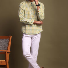 Yellow & Green Striped Men's Shirt