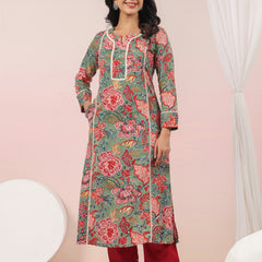 Shuddhi  Green and Red Semi Aline