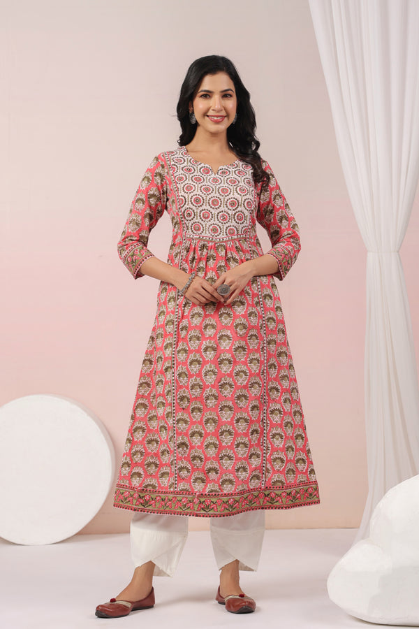 Shuddhi carrot pink aline kurta