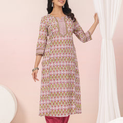 Shuddhi  Pink and Green A line Kurta