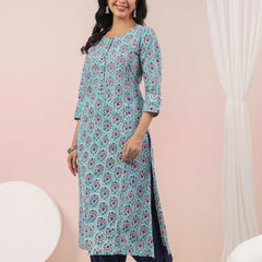 Shuddhi  Sea Green and Blue A line Kurta