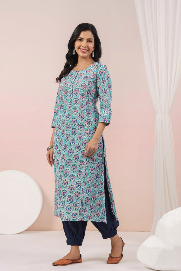 Shuddhi  Sea Green and Blue A line Kurta