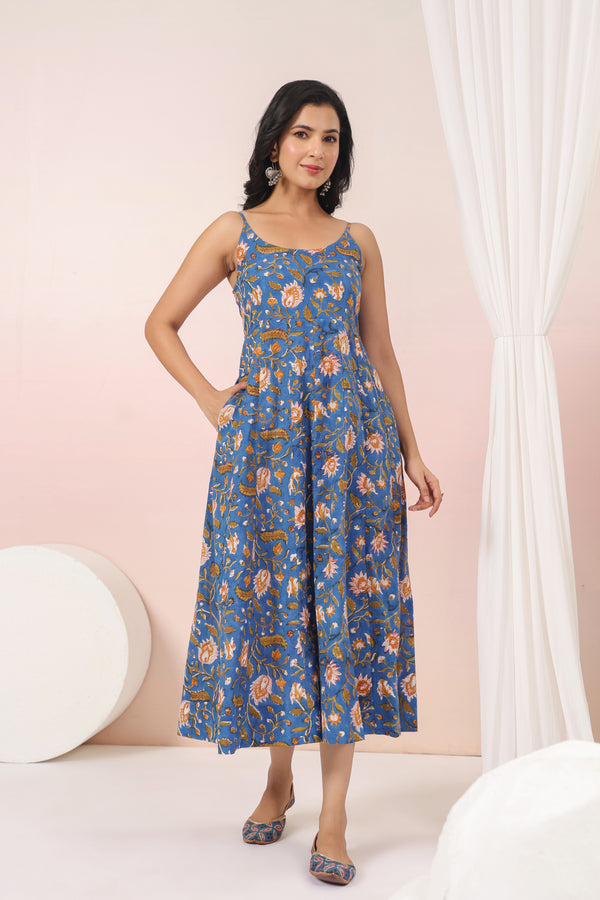 Shuddhi Blue Spaghetti Dress