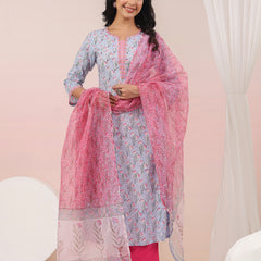 Shuddhi Blue and Pink Kurta and Duppatta Set