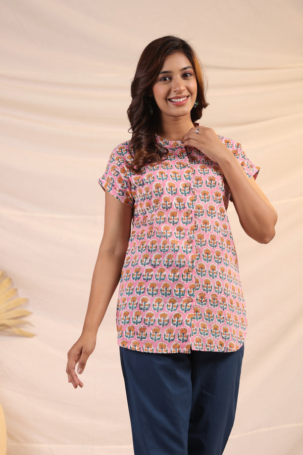 Shuddhi Pink and Yellow Shirt